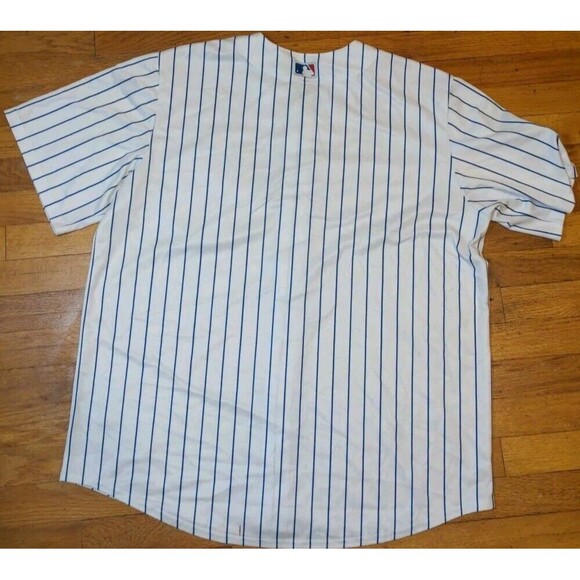 Majestic Chicago Cubs CoolBase Pinstripe Jersey XL w/2016 Postseason Patch Rare - Picture 11 of 13
